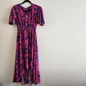 ABEL THE LABEL I M Cassidy Hi-Lo Midi Dress I bright pink blue